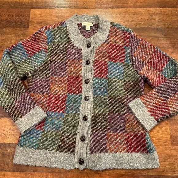 Appleseed's Women's Cardigan Sweater Plaid Multicolor Oversized Size Small - Picture 1 of 5